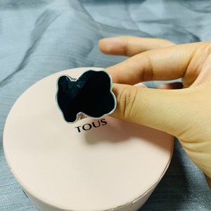 TOUS Ring Silver TOUS Black Color Ring with faceted onyx Women Jewelry 56#
